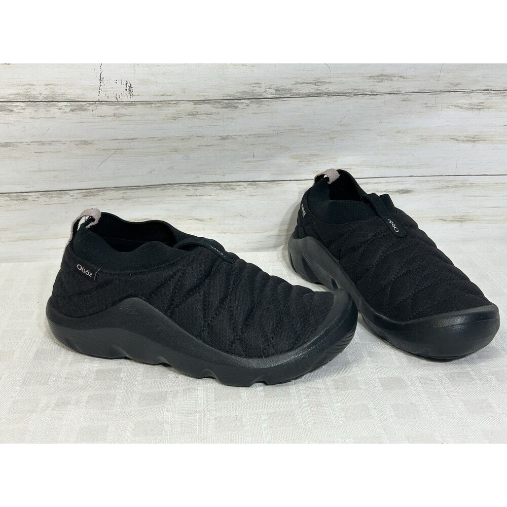 Oboz Whakata 10 WOMEN Black Quilted Primaloft Bio Cordura Insulated Slip On Mocs